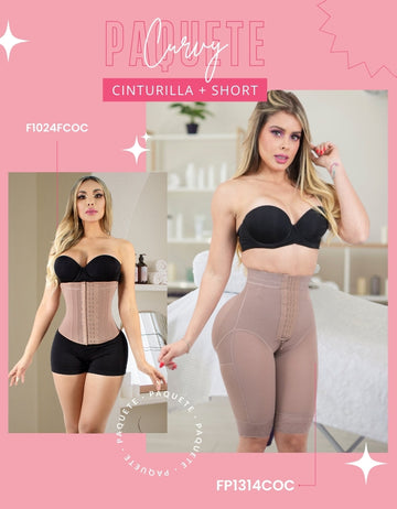 PAQUETE CURVY RELOJ DE ARENA SHORT Y CINTURILLA COCOA