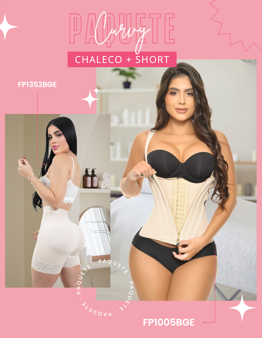 PAQUETE CURVY CHALECO ULTRACINTURA + SHORT INVISIBLE BEIGE